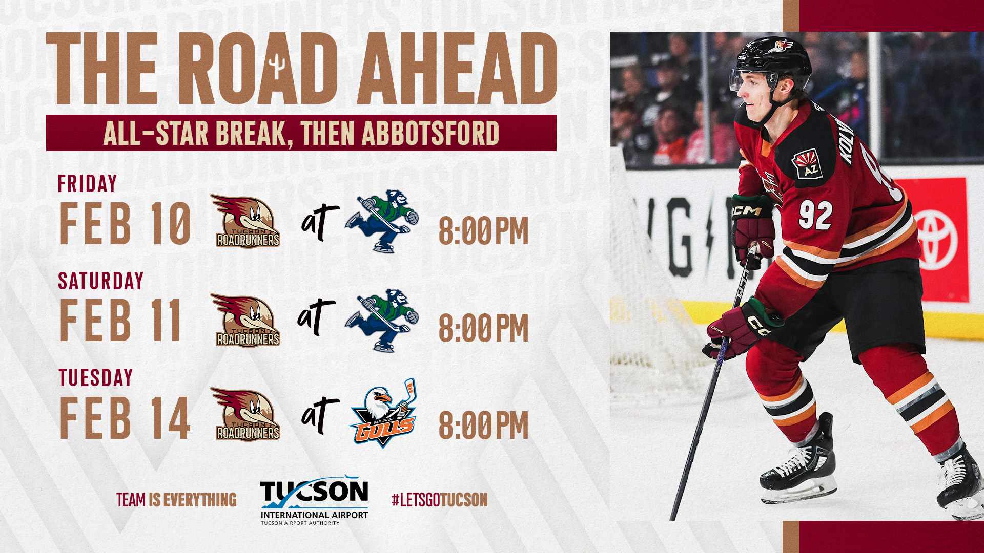 Tucson Roadrunners Road Ahead: All-Star Break, Then Abbotsford ...